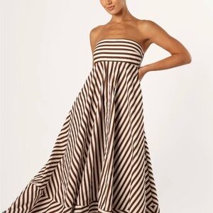 Petal and Pup Bowie Brown and White Strapless Maxi Dress Size 2 (runs large)